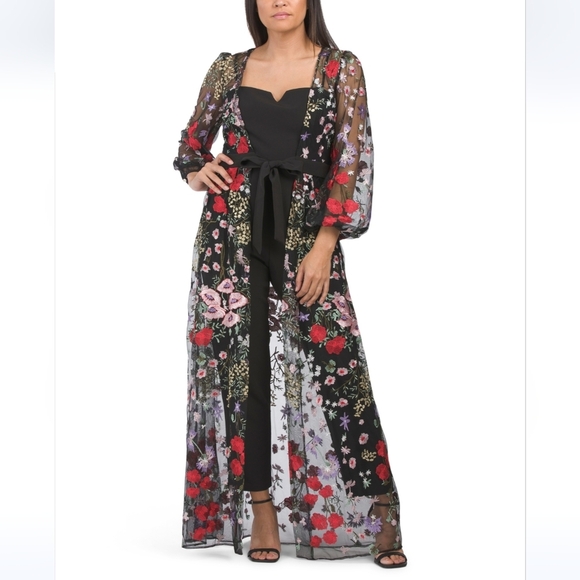julia jordan Pants - Julia Jordan Women's Floral Overlay Jacket & Belted Jumpsuit